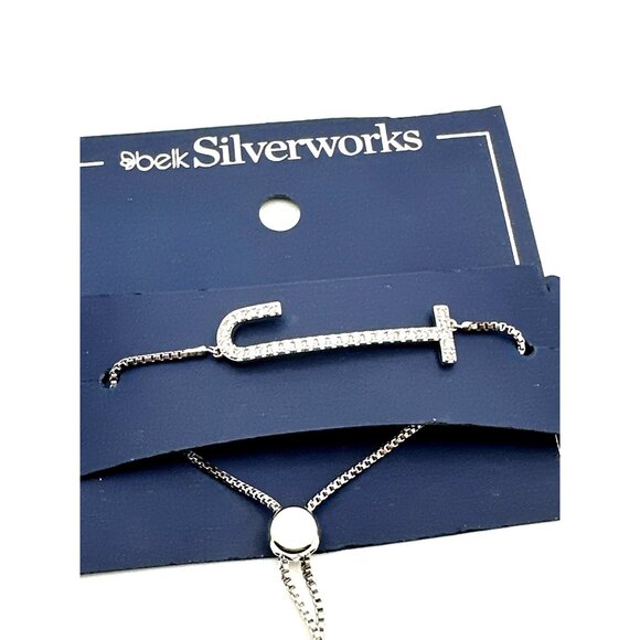 Sparkling Letter J Bracelet Silver Plated Cubic Zirconia Flawed - Picture 8 of 8